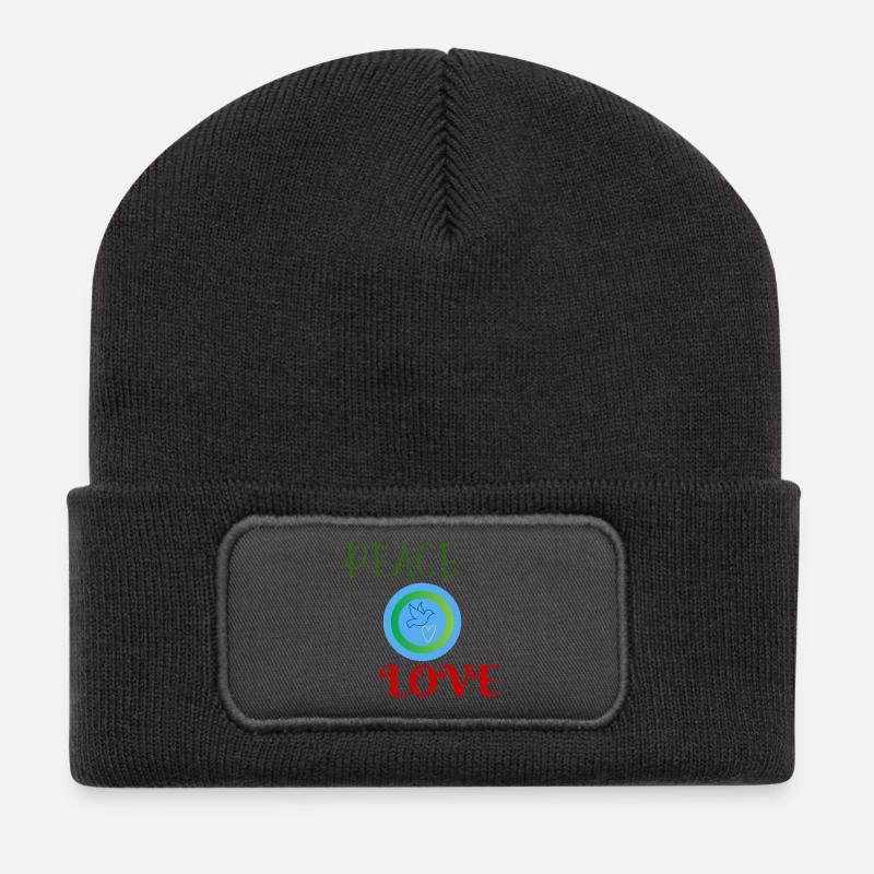 Paix et Amour - Beanie recyclé à patch - charbon