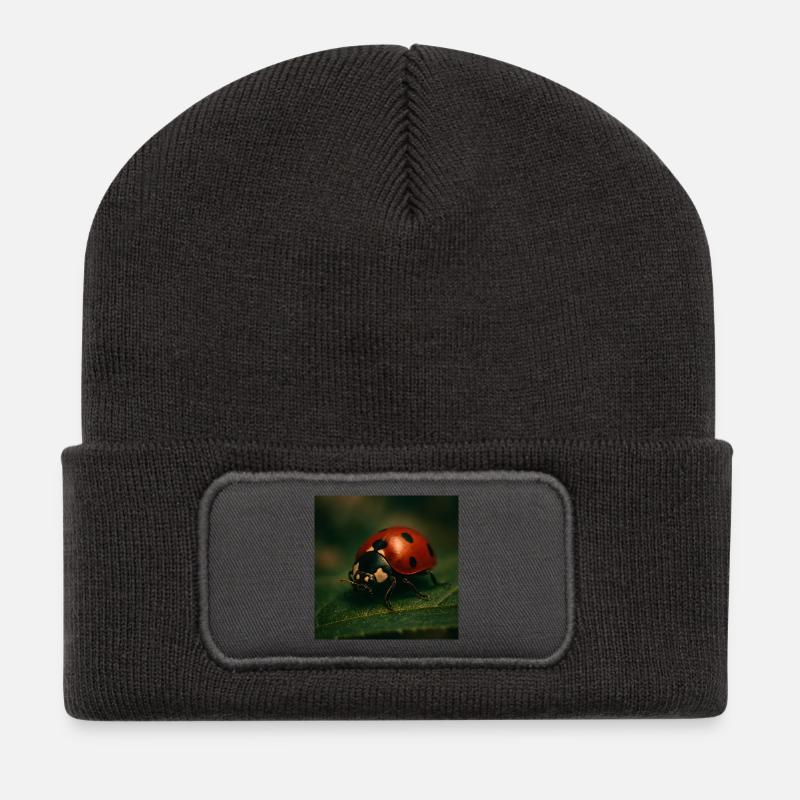 Tiere - Marienkäfer - Recycelte Patch Beanie - Dunkelgrau
