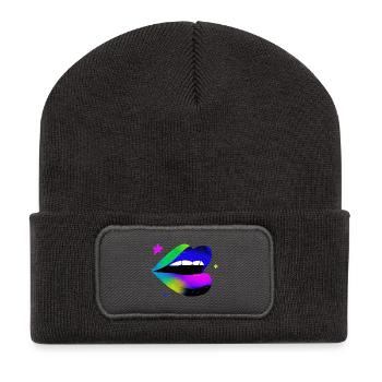 Rainbow Lip Graffiti Pop Art - Recycled Patch Beanie - dark grey - Front