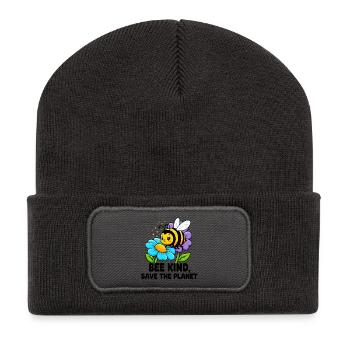 Biene rettet den Planeten - Recycelte Patch Beanie - Dunkelgrau - Vorne