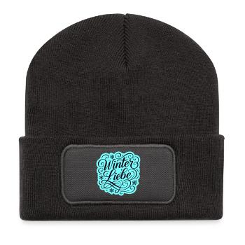 Winter Liebe Herz Winterlich - Recycelte Patch Beanie - Dunkelgrau - Vorne