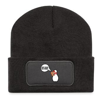 LUSTIGES WEIHNACHTSBOWLING KEEP CALM - Recycelte Patch Beanie - Dunkelgrau - Vorne
