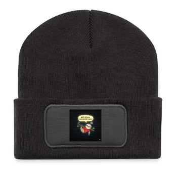 Faulheit auf dem Weg zum Ruhm - Recycelte Patch Beanie - Dunkelgrau - Vorne