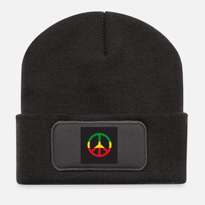 Reggae-Peace-Zeichen - Recycelte Patch Beanie - Dunkelgrau