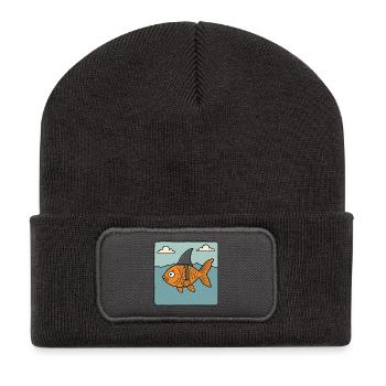 Cartoon Goldfish Fish Shark Fin Sea Fake Shark - Recycled Patch Beanie - dark grey - Front