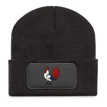 French Rooster - Flag Color Blue White Red - Recycled Patch Beanie - dark grey - Front