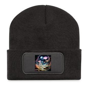 Cosmic Blossoms in the Star Forest - Recycled Patch Beanie - dark grey - Front