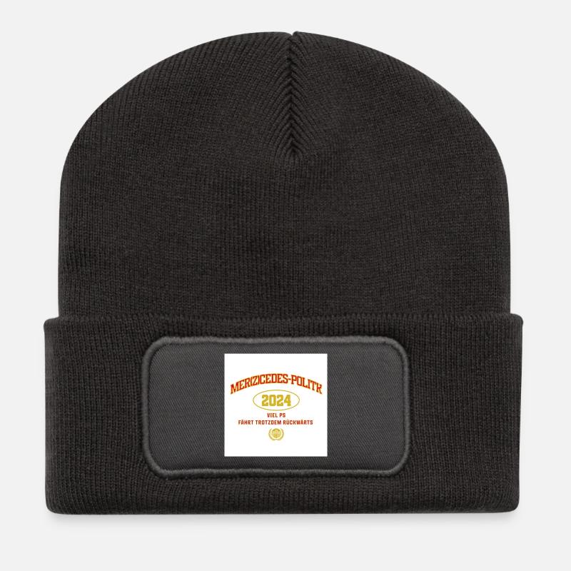 Humorvolles Politik Tshirt Merz - Recycelte Patch Beanie - Dunkelgrau