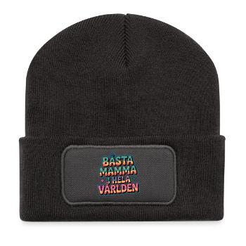 Beste Mama der ganzen Welt bunt - Recycelte Patch Beanie - Dunkelgrau - Vorne