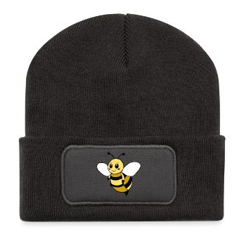 Niedliches Bienen T-Shirt  lustiges Design Imker - Recycelte Patch Beanie - Dunkelgrau - Vorne