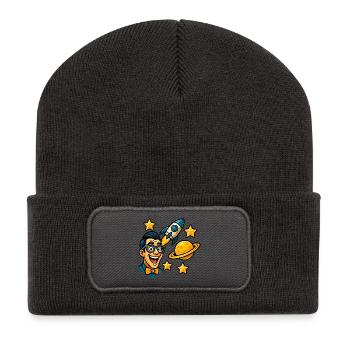 Space enthusiast with glasses - Recycled Patch Beanie - dark grey - Front