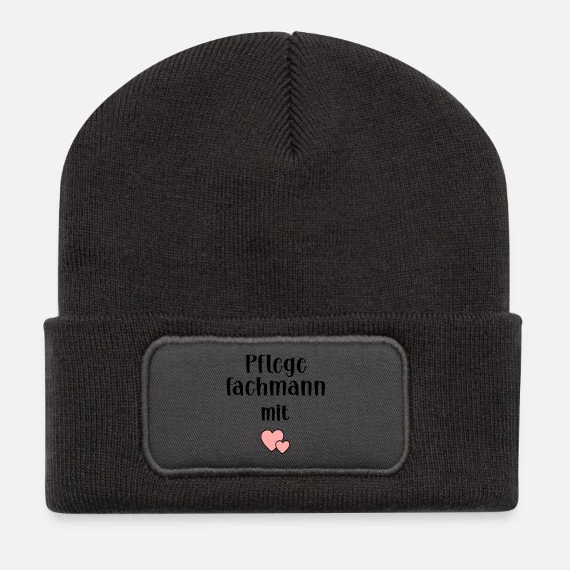 Pfleger Herz Pflege - Recycelte Patch Beanie - Dunkelgrau