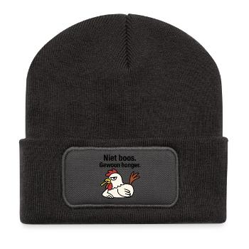 Werde nicht wütend. Nur Hunger. - Recycelte Patch Beanie - Dunkelgrau - Vorne