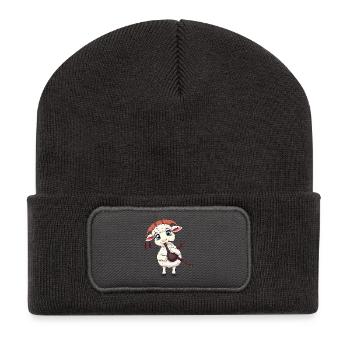 Agneau musicien à la cornemuse - Beanie recyclé à patch - charbon - Devant