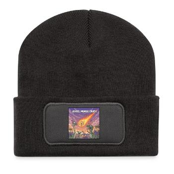 Goodbye Cruelty World: Dinosaurier - Recycelte Patch Beanie - Dunkelgrau - Vorne