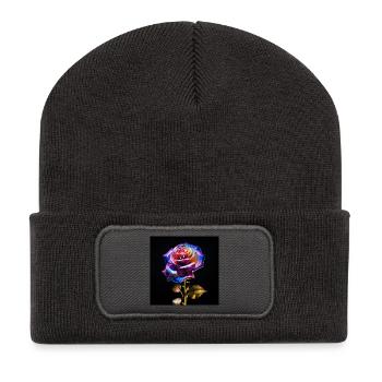 Metallic Rainbow Rose - Recycled Patch Beanie - dark grey - Front