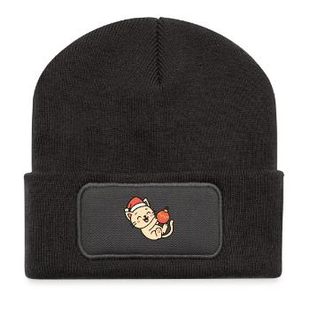 Bal de Noël amusant pour chatons - Beanie recyclé à patch - charbon - Devant