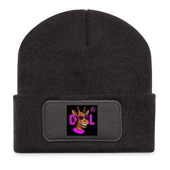 DJ girafe néon avec accessoires roses - Beanie recyclé à patch - charbon - Devant