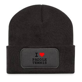I love Paddle Tennis - Recycelte Patch Beanie - Dunkelgrau - Vorne