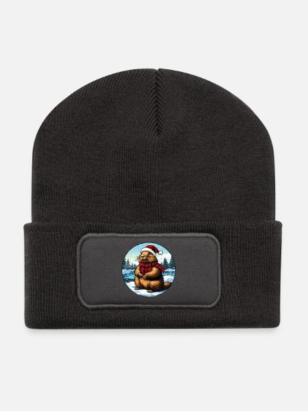 Natale delle Marmotte - Beanie riciclato con toppa - antracite