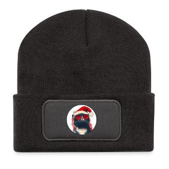 Cool Cat with Sunglasses Santa Hat - Recycled Patch Beanie - dark grey - Front