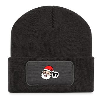 Santa sagt 67 - Recycelte Patch Beanie - Dunkelgrau - Vorne