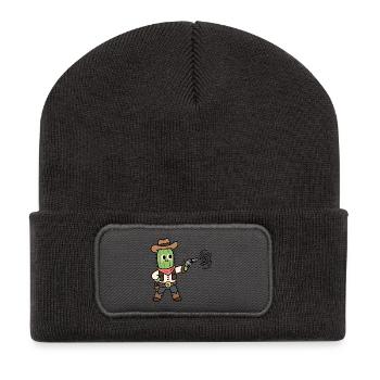 Cowboy Cactus in Western Cartoon - Recycled Patch Beanie - dark grey - Front