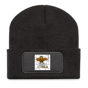 Klolibri – Lustiger Bad‑Vogel Cartoon (weiß) - Recycelte Patch Beanie - Dunkelgrau - Vorne