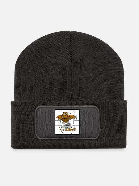 Klolibri – Lustiger Bad‑Vogel Cartoon (weiß) - Recycelte Patch Beanie - Dunkelgrau