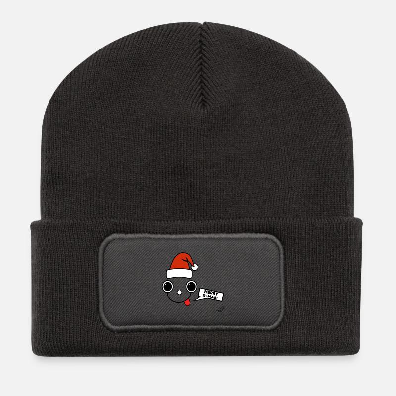 Koppies mit Weihnachtsmann Mütze - Recycelte Patch Beanie - Dunkelgrau