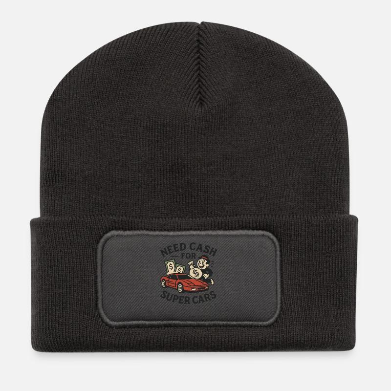 Need Cash for Supercars - Recycelte Patch Beanie - Dunkelgrau
