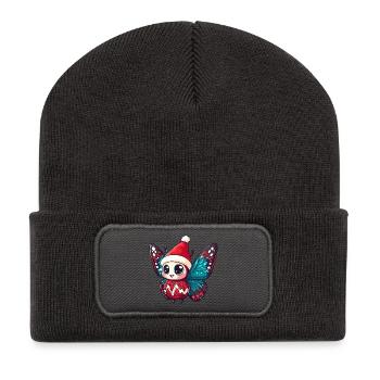 Schmetterling Weihnachten Xmas - Recycelte Patch Beanie - Dunkelgrau - Vorne