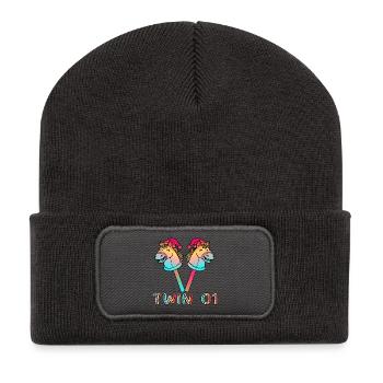 Jumeau de cavalerie de Noël 01 - Beanie recyclé à patch - charbon - Devant