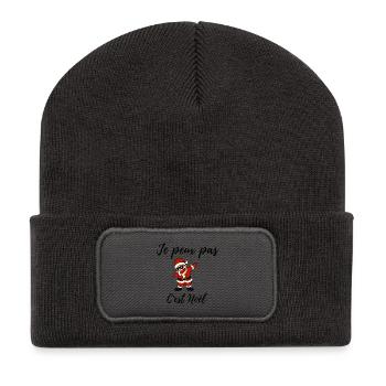 Je peux pas c'est Noël - Beanie recyclé à patch - charbon - Devant