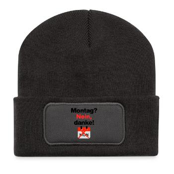 Monday? No thank you! Funny motif for office grouches - Recycled Patch Beanie - dark grey - Front