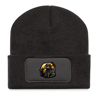 Bergmann-Dachs-Kohlentunnel-Design - Recycelte Patch Beanie - Dunkelgrau - Vorne