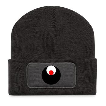 3 circles, black, white and red - Recycled Patch Beanie - dark grey - Front