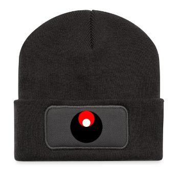 3 cercles, noir, rouge et blanc - Beanie recyclé à patch - charbon - Devant