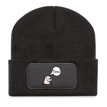 Danke, Capybara. - Recycelte Patch Beanie - Dunkelgrau - Vorne