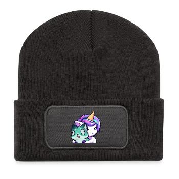 Lya Einhorn Hug - Recycelte Patch Beanie - Dunkelgrau - Vorne