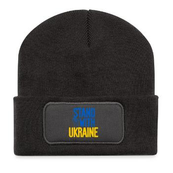 Stand With Ukraine Solidarität - Recycelte Patch Beanie - Dunkelgrau - Vorne