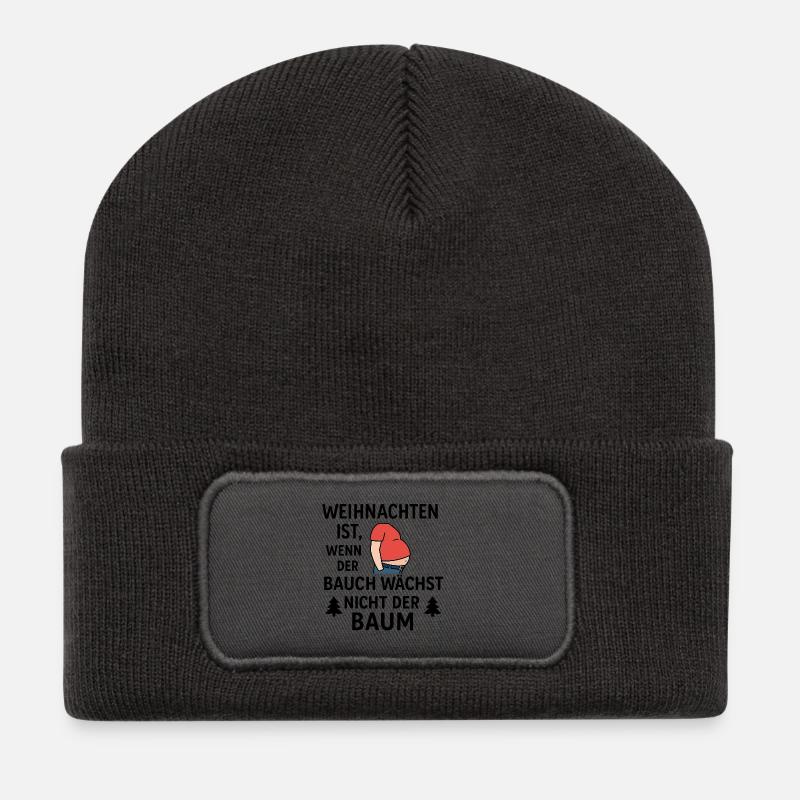 Weihnachten ist, wenn der Bauch wächst - Recycelte Patch Beanie - Dunkelgrau