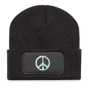 Peace Glyph in Mint and Purple - Recycled Patch Beanie - dark grey - Front