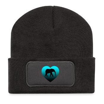 Elefant - Recycelte Patch Beanie - Dunkelgrau - Vorne