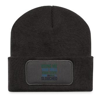 Chiropraktiker, bring mir deine müde, leise Haltung - Recycelte Patch Beanie - Dunkelgrau - Vorne