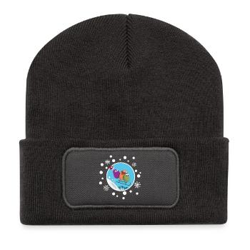 Luge d’Hiver Humour Frissons et Magie - Beanie recyclé à patch - charbon - Devant