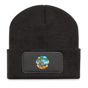 Coole Giraffe-Strandurlaub im Sommer - Recycelte Patch Beanie - Dunkelgrau - Vorne