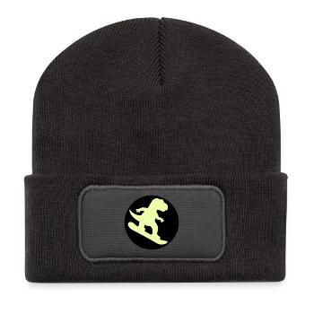 Kids Snowboard Dinosaur - Recycled Patch Beanie - dark grey - Front
