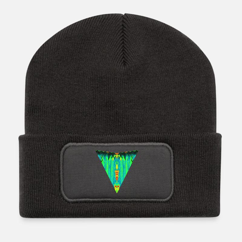 Digital Totem, Neon Guardian, Symmetry Beast - Recycelte Patch Beanie - Dunkelgrau