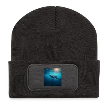 Whale shark mother with baby underwater nature - Recycled Patch Beanie - dark grey - Front